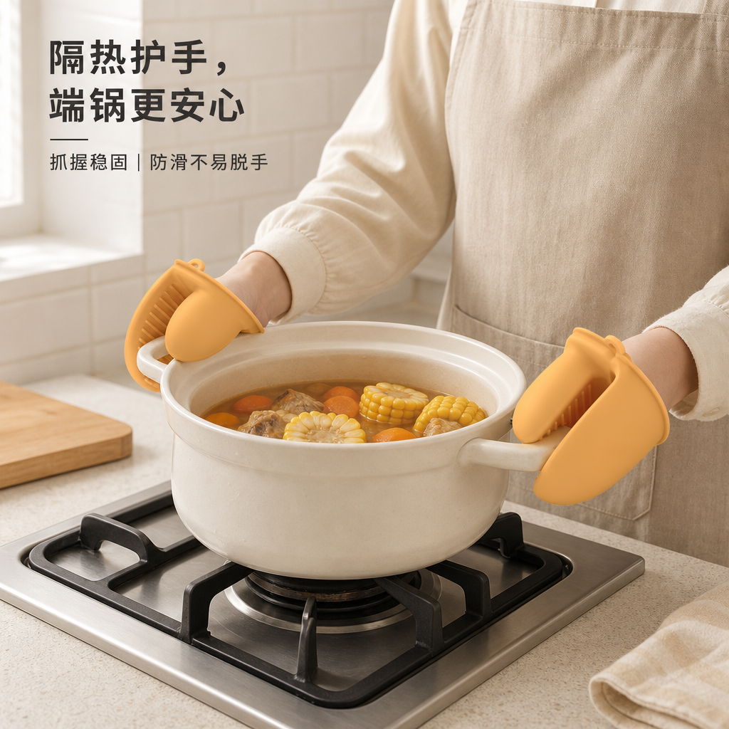 硅胶隔热防烫夹 — 多用途锅具防烫手套