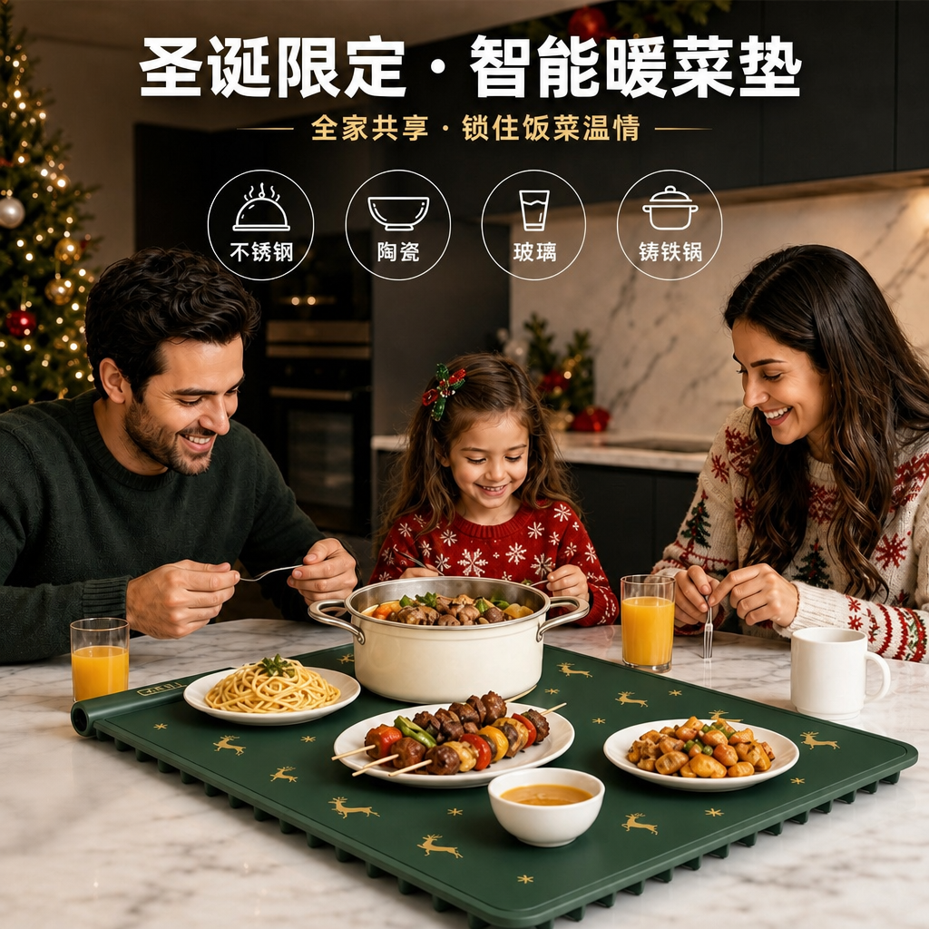 智能硅胶暖菜垫 — 五档保温加热餐垫