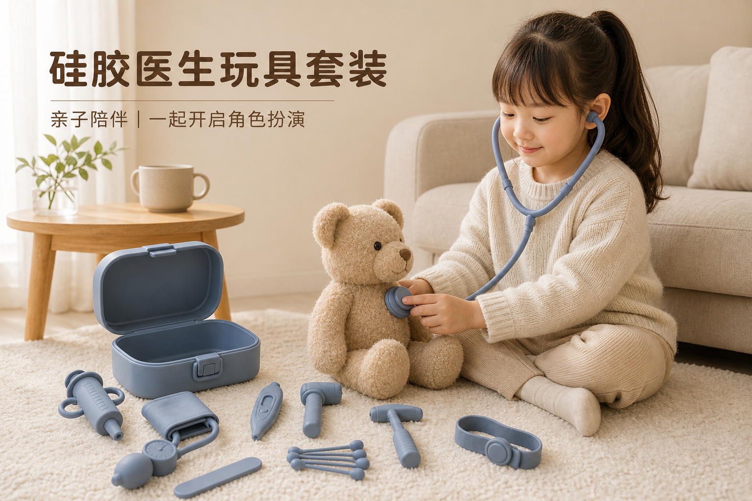 <span style="font-family:inter;"><span style="color:#2f4a52;"><strong>柔软圆润、易抓握、配件齐全的医生玩具套装</strong></span></span><br /> <link href="https://fonts.googleapis.com/css?family=Inter" rel="stylesheet" type="text/css" />