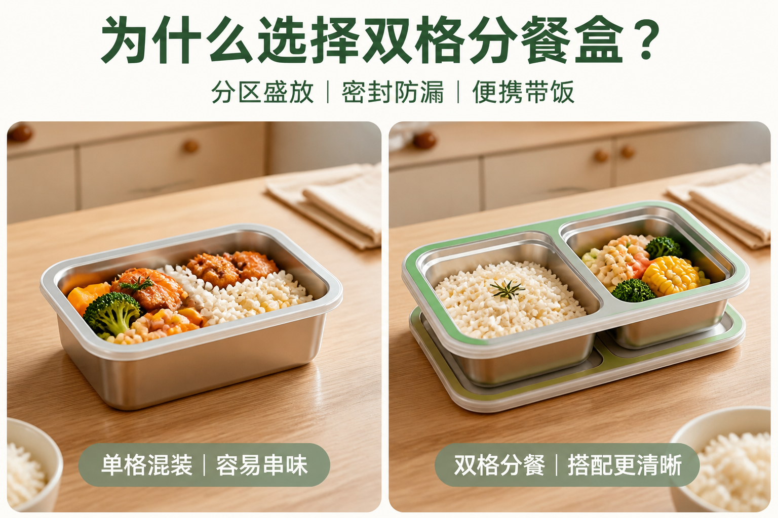 <span style="color:#2f4a52;"><span style="font-family:inter;"><strong>日常带饭为什么选择我们的双格不锈钢分餐盒</strong></span></span> <link href="https://fonts.googleapis.com/css?family=Inter" rel="stylesheet" type="text/css" />