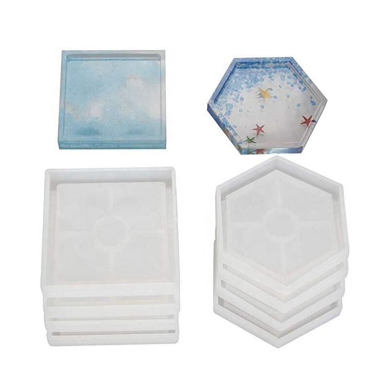 树脂环氧树脂浇注模具硅胶模具 4 件形状带花朵和珠子 DIY 工艺制作
