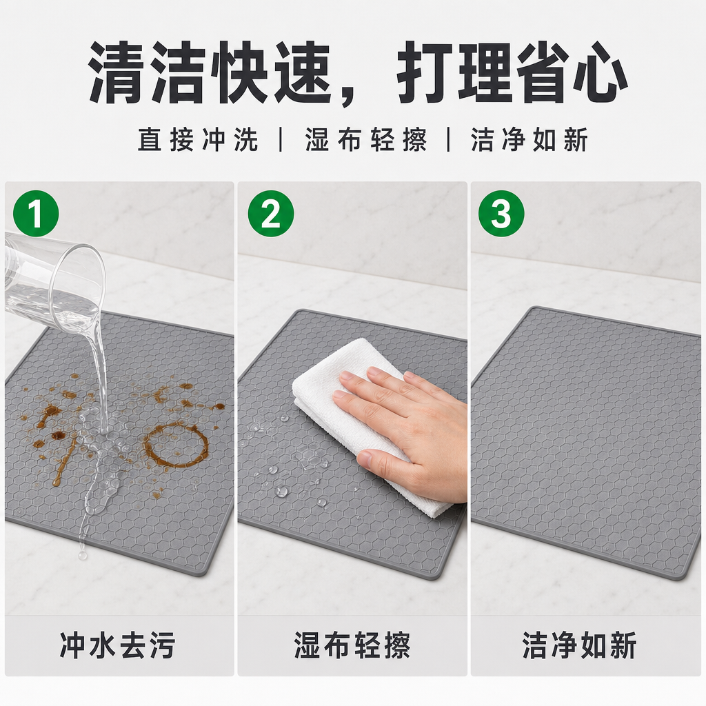 蜂窝纹食品级硅胶防溅防滑垫 — 厨房多用途保护垫
