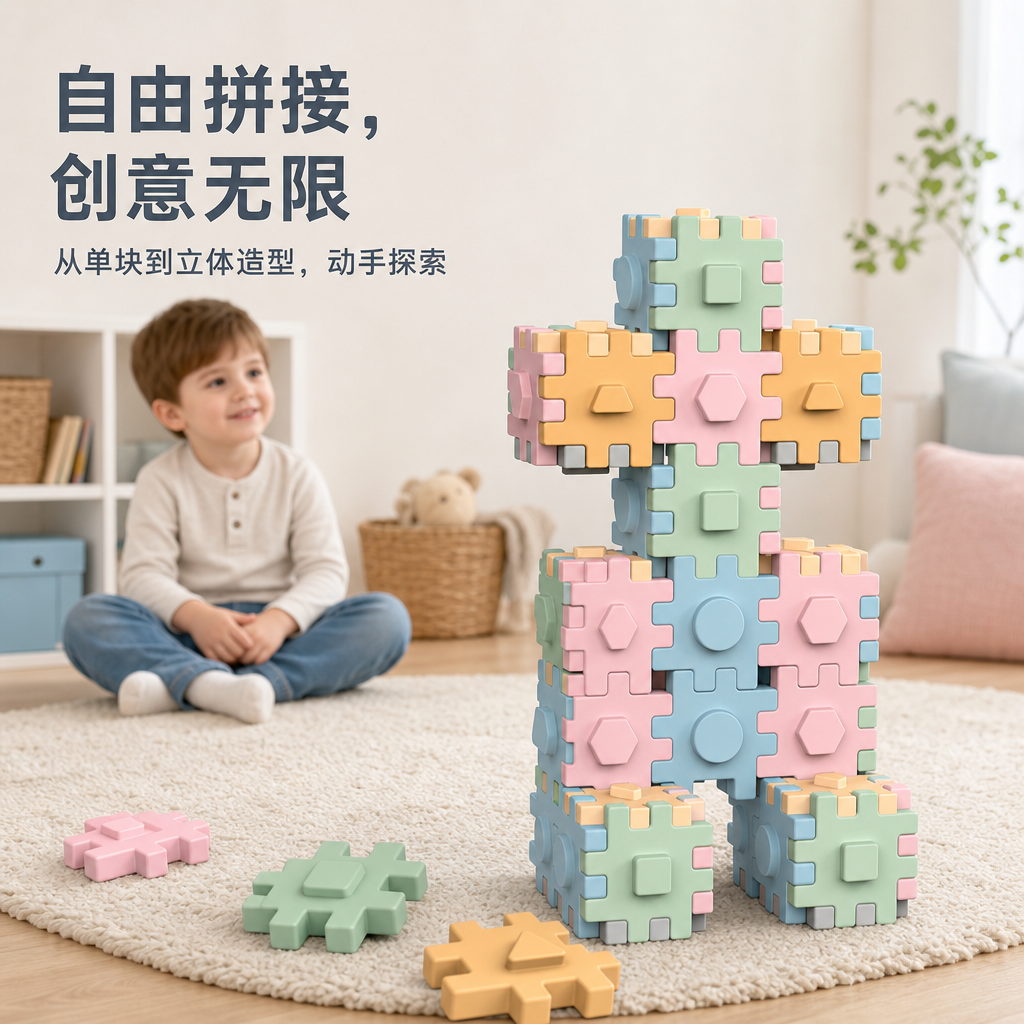 儿童硅胶拼接积木 — 创意建构硅胶玩具
