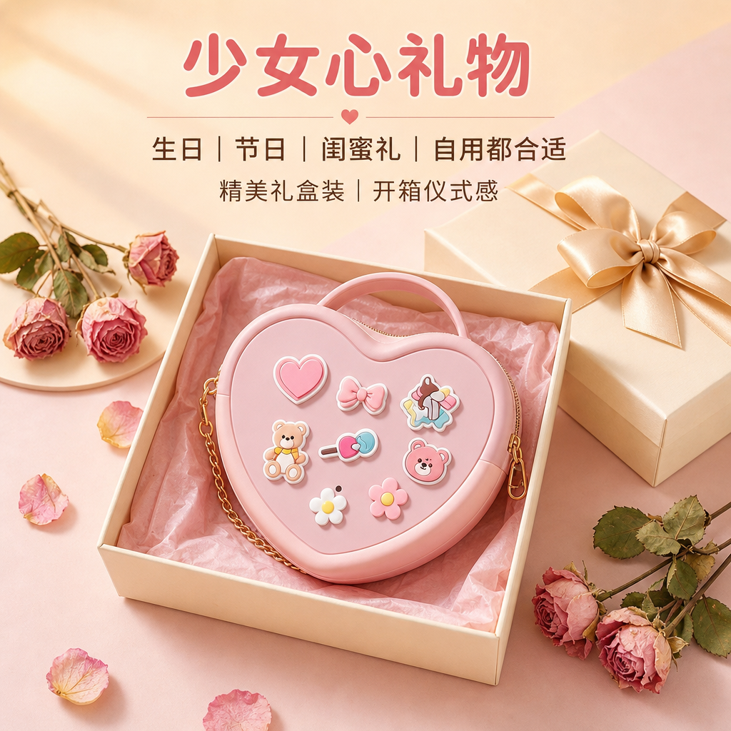 爱心硅胶旅行收纳包 — 儿童便携多功能小包