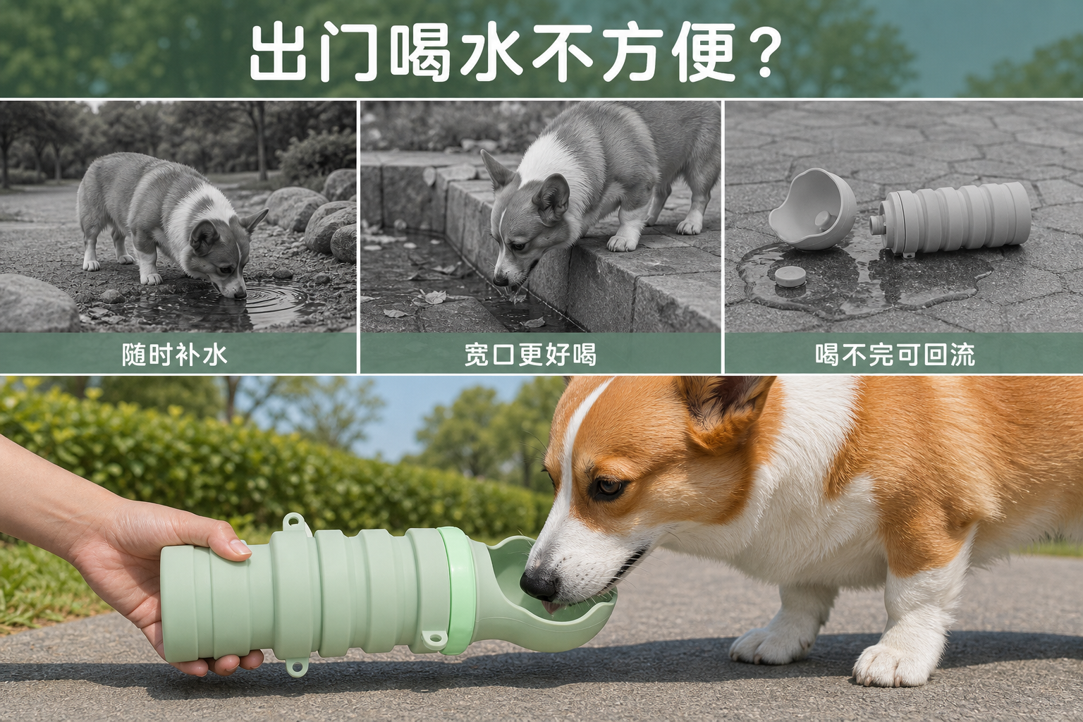 <span style="font-family:inter;"><span style="color:#2f4a52;"><strong>为携带占空间、饮水不便和余水浪费而设计</strong></span></span> <link href="https://fonts.googleapis.com/css?family=Inter" rel="stylesheet" type="text/css" />