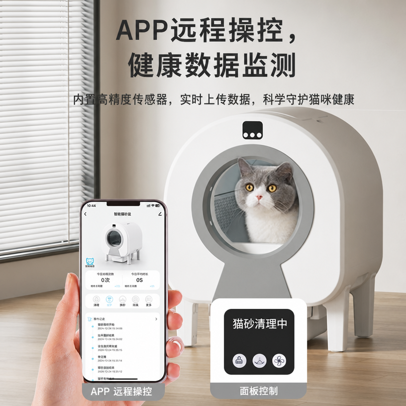 自清洁猫砂盆 — 多猫适用App控制自动铲屎猫砂盆