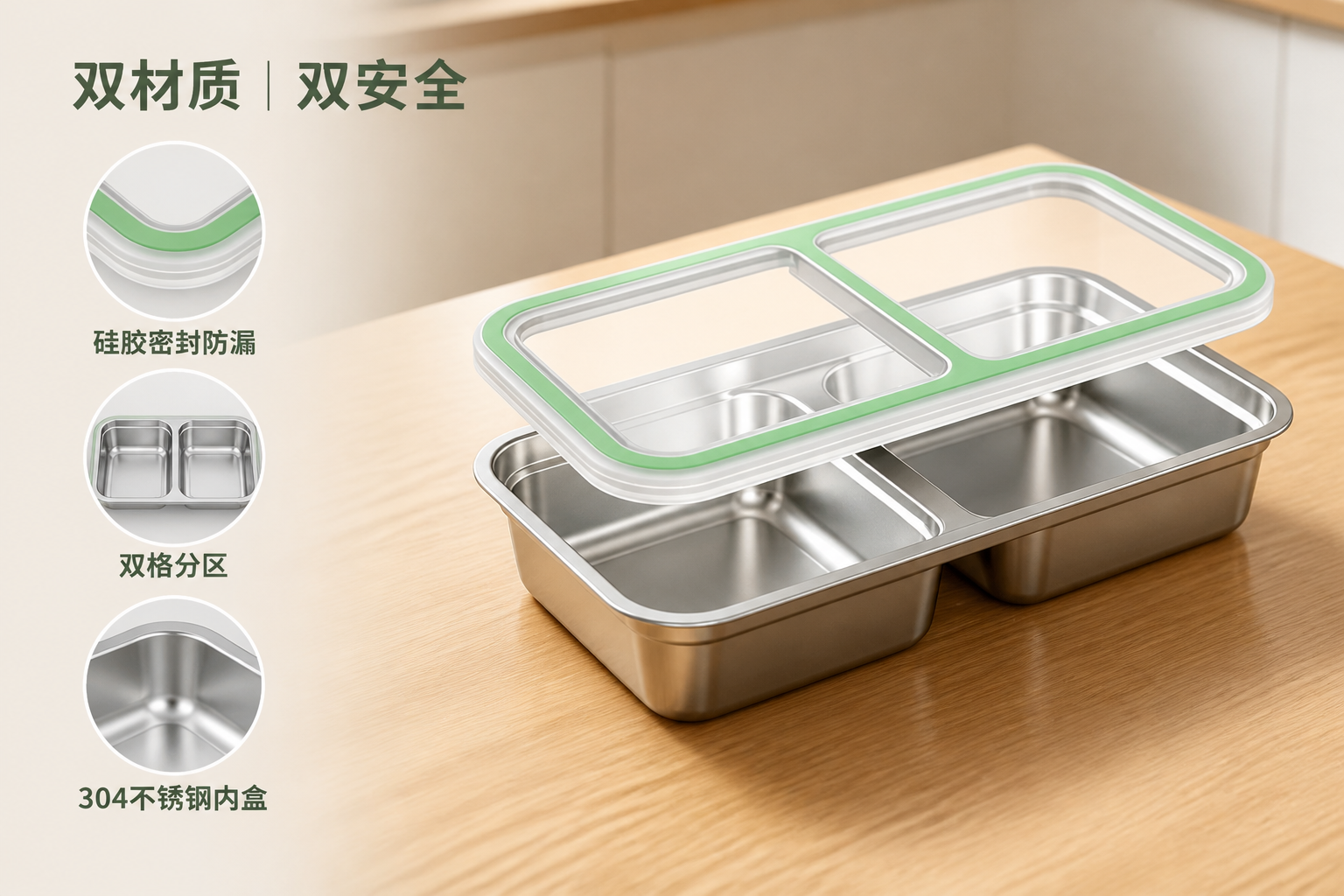 <span style="font-family:inter;"><span style="color:#2f4a52;"><strong>让备餐更清晰、更整洁、更方便携带的双格餐盒</strong></span></span> <link href="https://fonts.googleapis.com/css?family=Inter" rel="stylesheet" type="text/css" />