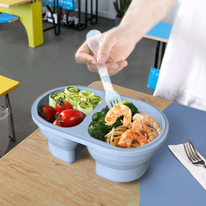 便携式儿童便当午餐盒不含 BPA 硅胶食品级储物容器，带 2 隔层