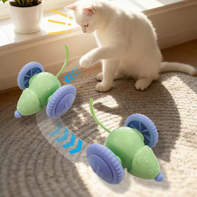 卡通风格猫狗宠物互动动画电动自玩鼠标玩具