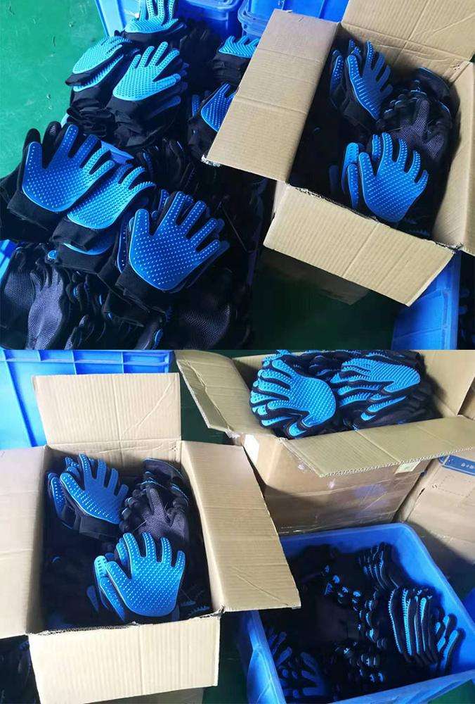 定制硅胶宠物除毛手套宠物美容手套Guantes De Mascotas 除毛刷手套带 260 个美容技巧