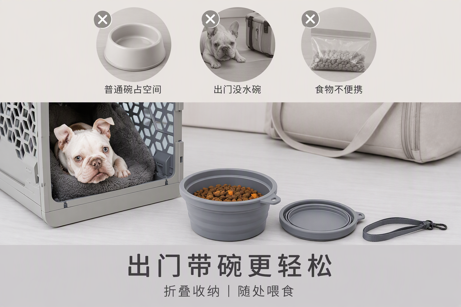 <span style="font-family:inter;"><span style="color:#2f4a52;"><strong>为普通碗占空间、外出缺水碗和食物携带不便而设计</strong></span></span> <link href="https://fonts.googleapis.com/css?family=Inter" rel="stylesheet" type="text/css" />
