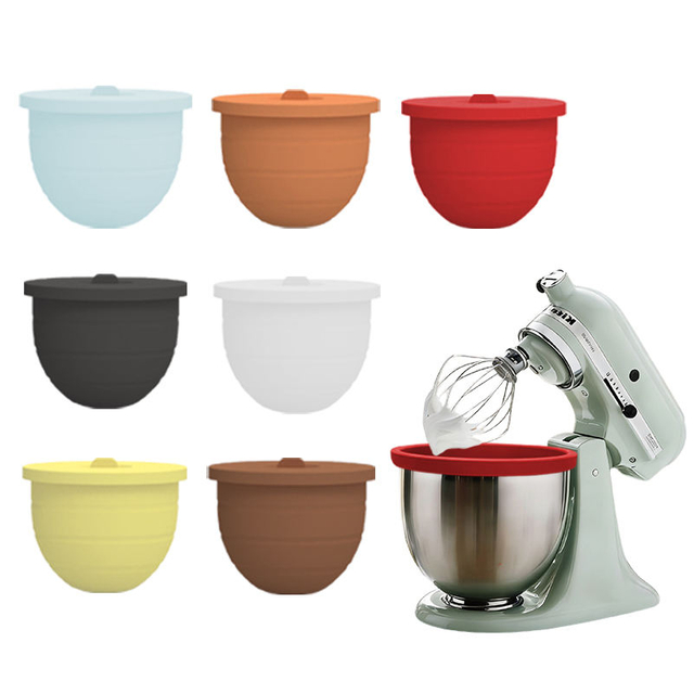 适用于倾斜头 5 夸脱 KitchenAid 搅拌机的硅胶碗内衬 KitchenAid 立式搅拌机带盖内衬 硅胶碗内衬