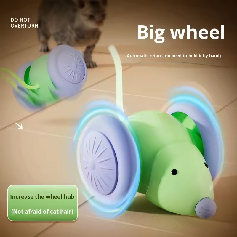 卡通风格猫狗宠物互动动画电动自玩鼠标玩具
