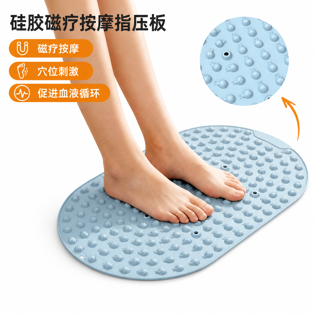 硅胶磁疗按摩垫 — 家用足部放松指压板