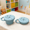 可折叠硅胶杯带盖儿童餐具幼儿零食收纳盒礼品折叠杯