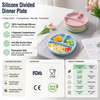 2027 新款不含 Bpa 硅胶婴儿盘带盖食品级儿童幼儿喂养吸力分隔器婴儿硅胶碗