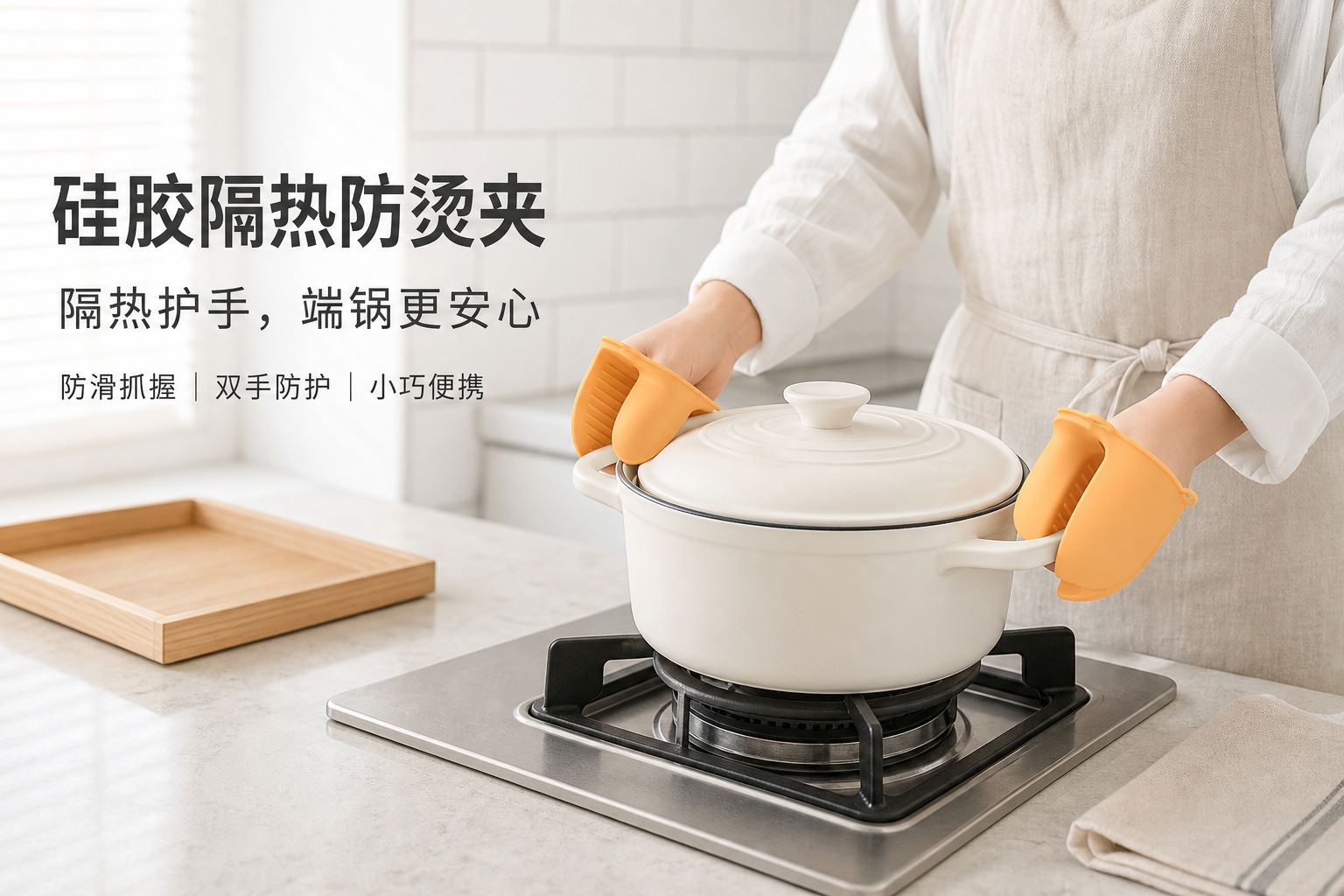 柔软硅胶、隔热夹口、内置磁铁的防烫夹设计<br /> <link href="https://fonts.googleapis.com/css?family=Inter" rel="stylesheet" type="text/css" />