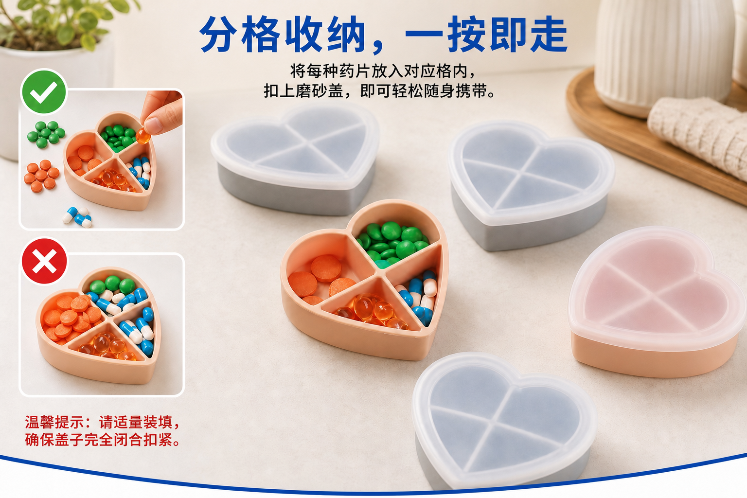 <span style="font-family:inter;"><span style="color:#2f4a52;"><strong>通用设计，适配片剂、胶囊和补充剂</strong></span></span> <link href="https://fonts.googleapis.com/css?family=Inter" rel="stylesheet" type="text/css" />
