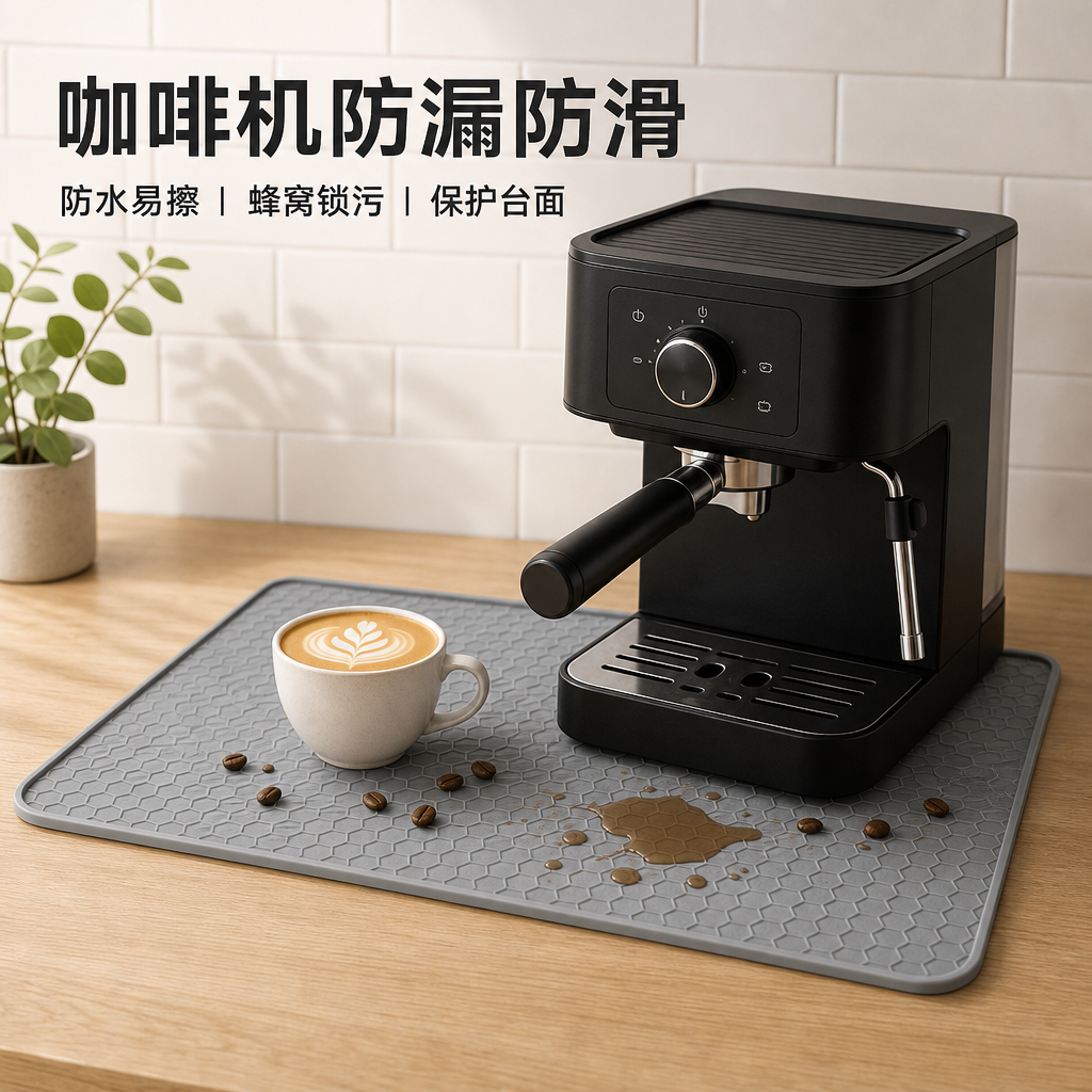 蜂窝纹食品级硅胶防溅防滑垫 — 厨房多用途保护垫