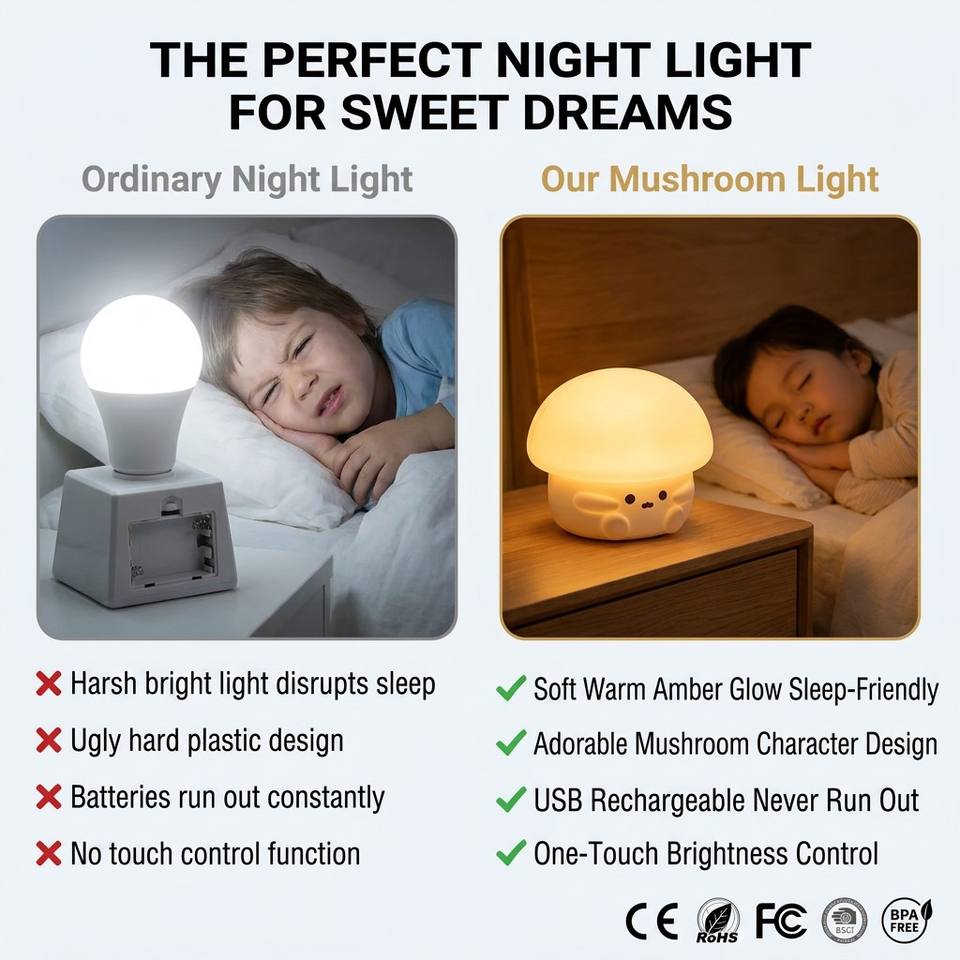 拍手圣诞灯 LED 智能三速可爱硅胶夜灯房间护眼睡眠氛围拍手灯