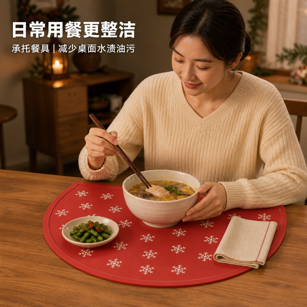 圣诞风多用途硅胶餐垫 — 餐桌隔热防护垫