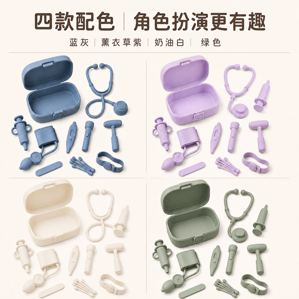 硅胶医生玩具套装 — 儿童角色扮演玩具