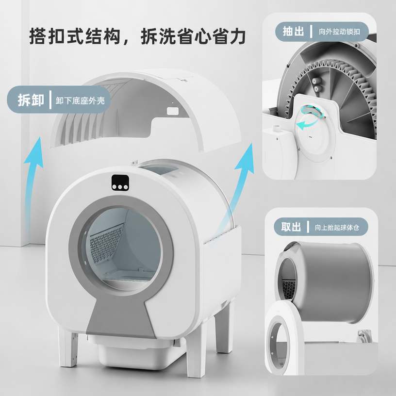 自清洁猫砂盆 — 多猫适用App控制自动铲屎猫砂盆