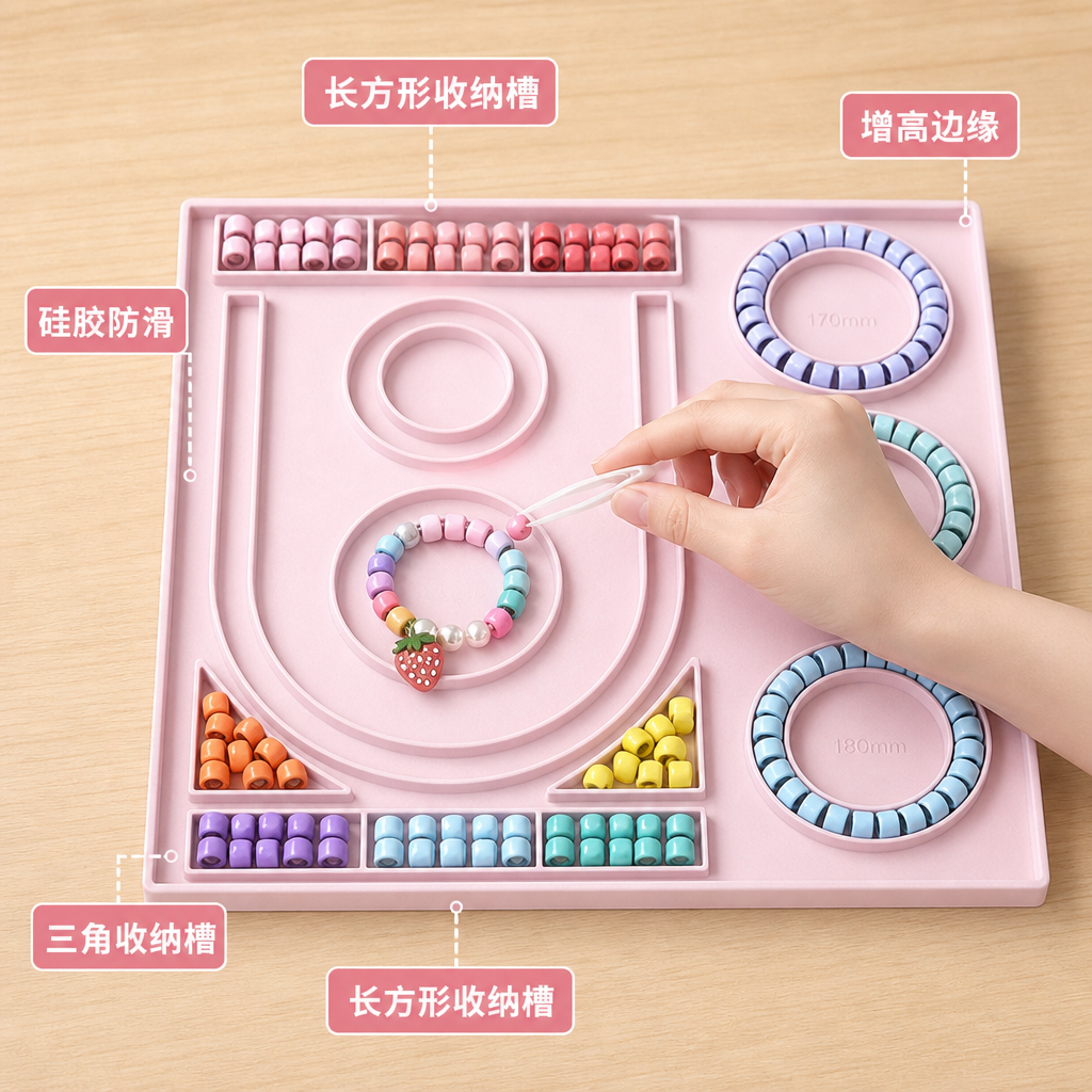双面硅胶串珠设计板 — DIY手链项链脚链制作垫