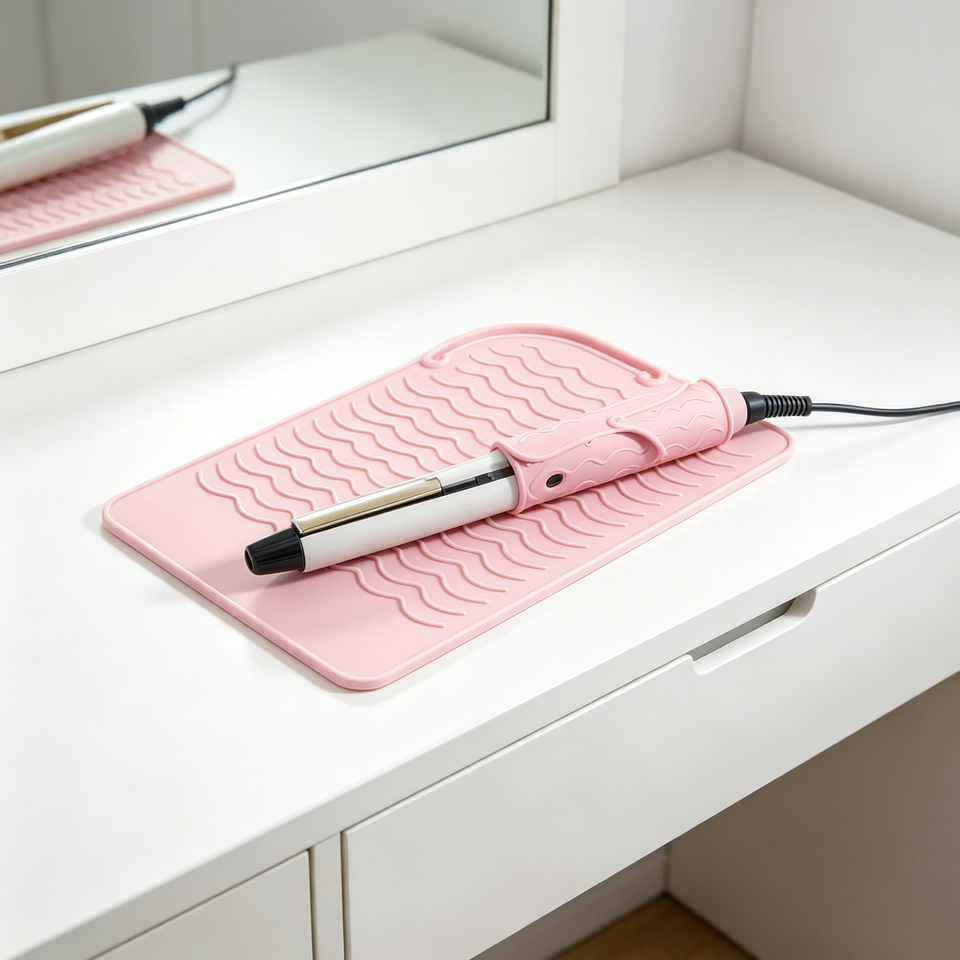 定制徽标耐热硅胶旅行直发器垫棒隔热垫扁铁垫