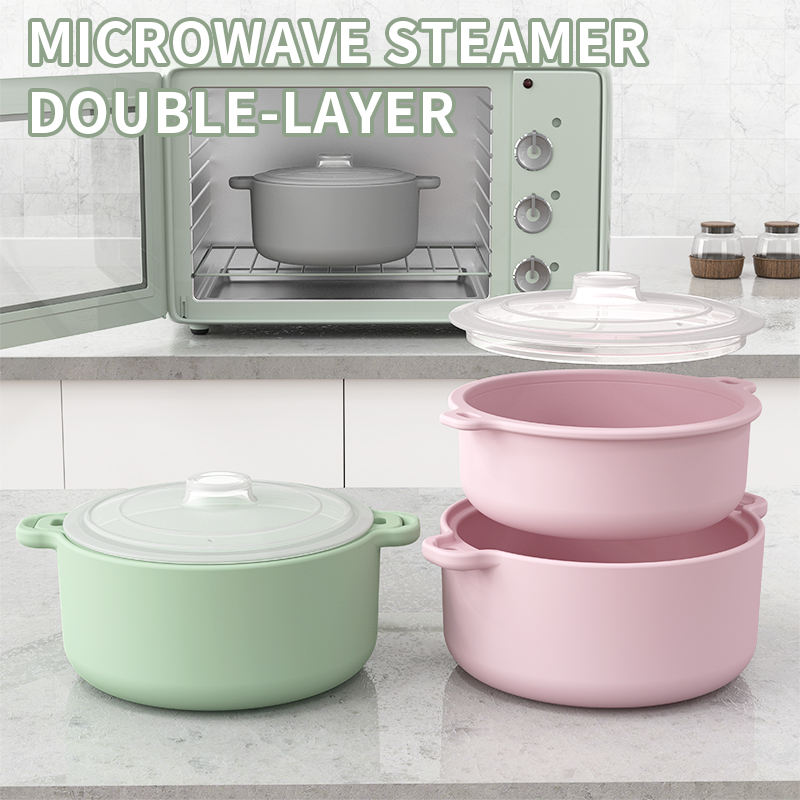 食品级耐热创意厨房小工具硅胶蒸鱼碗微波炉硅胶蒸锅带盖