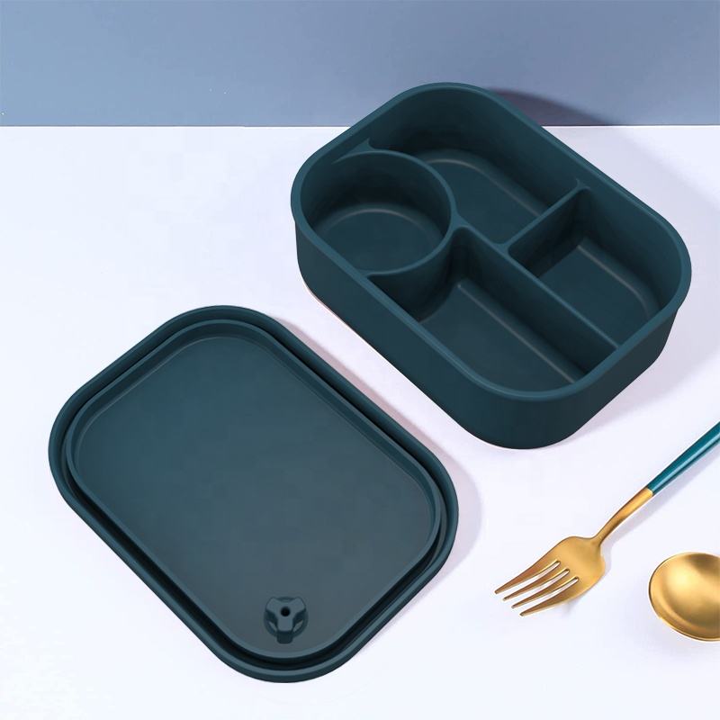 定制徽标食品级不含 BPA 学生简易午餐盒硅胶便当午餐盒