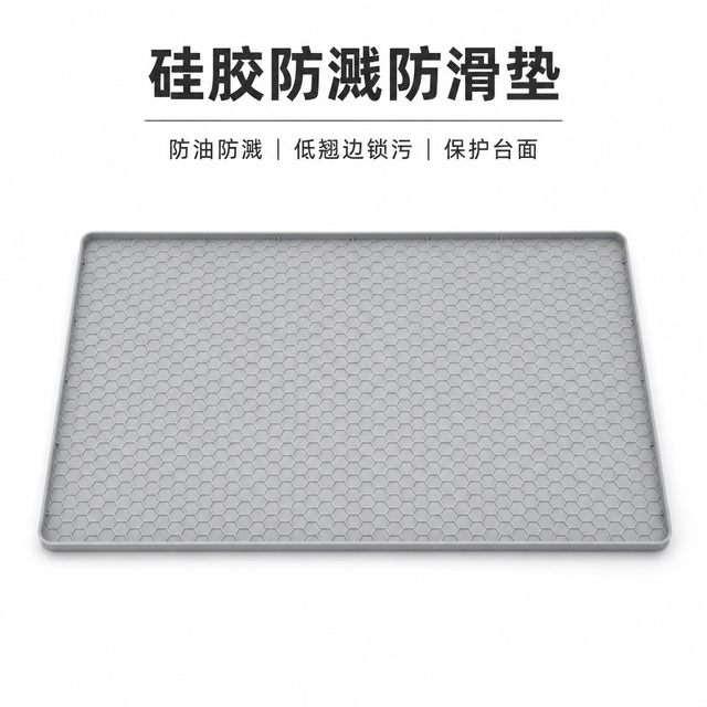 蜂窝纹食品级硅胶防溅防滑垫 — 厨房多用途保护垫