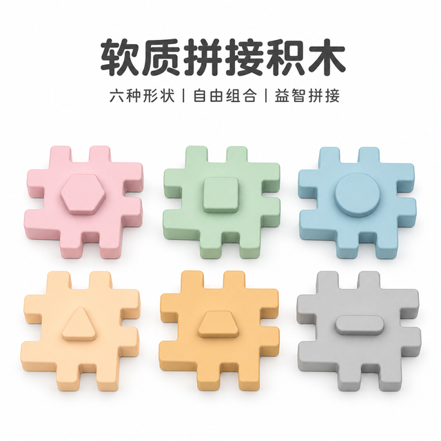 儿童硅胶拼接积木 — 创意建构硅胶玩具