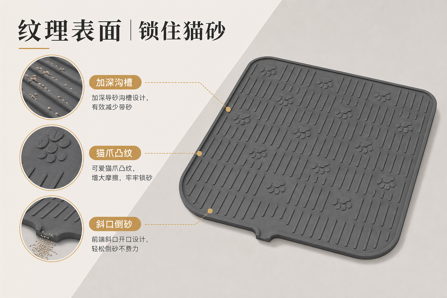 <span style="font-family:inter;"><span style="color:#2f4a52;"><strong>让猫砂区更整洁、更易清理、更省时间的防带垫</strong></span></span> <link href="https://fonts.googleapis.com/css?family=Inter" rel="stylesheet" type="text/css" />