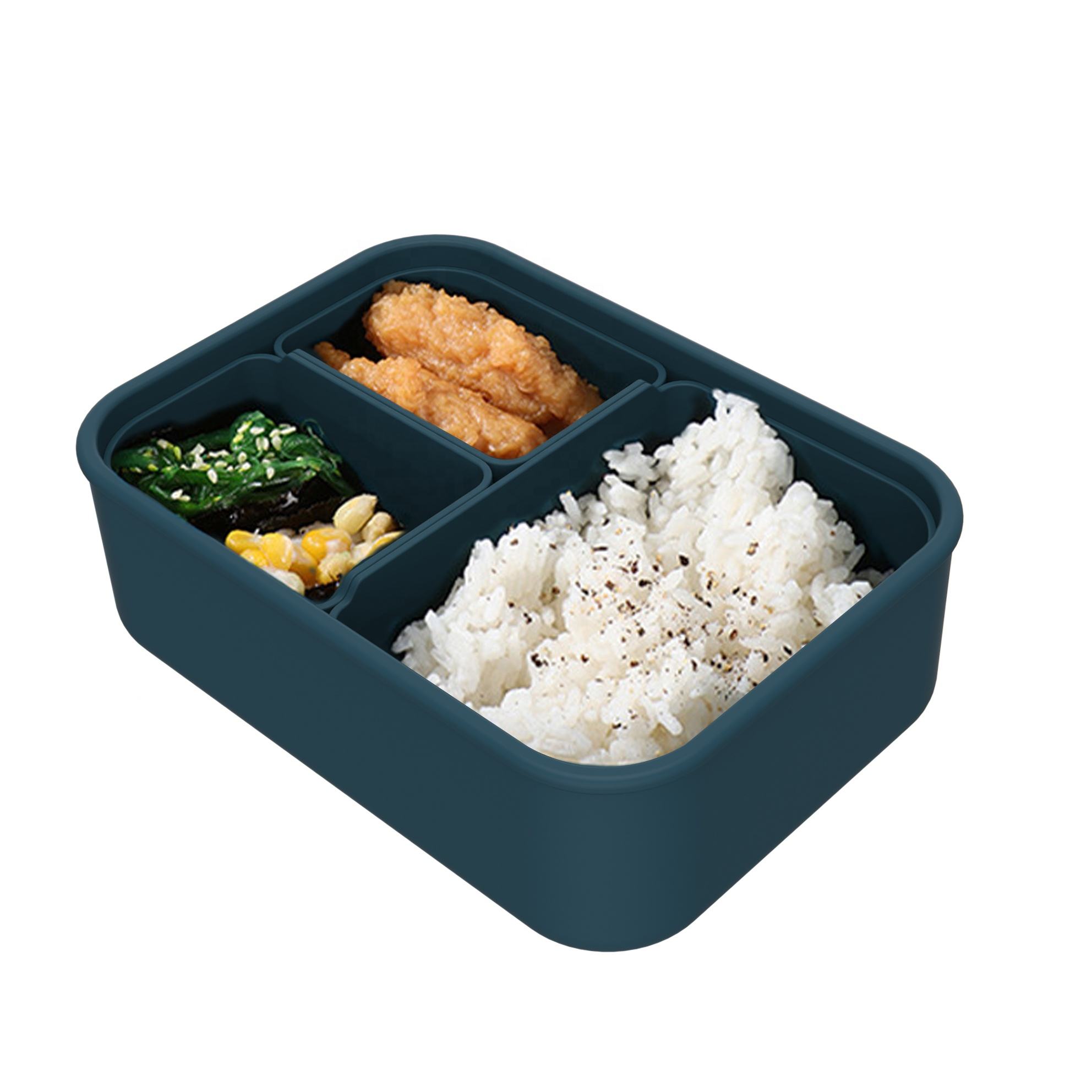 批发食品级可拆卸硅胶饭盒防漏学校便当饭盒可微波炉加热易清洁