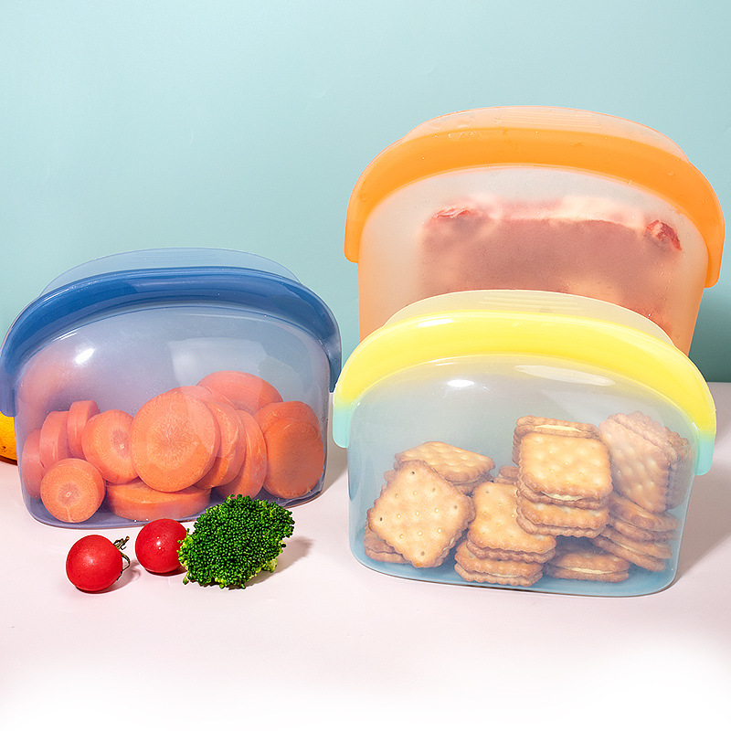 批发不含 BPA 环保厨房保鲜防漏可重复使用储物容器硅胶食品收纳袋