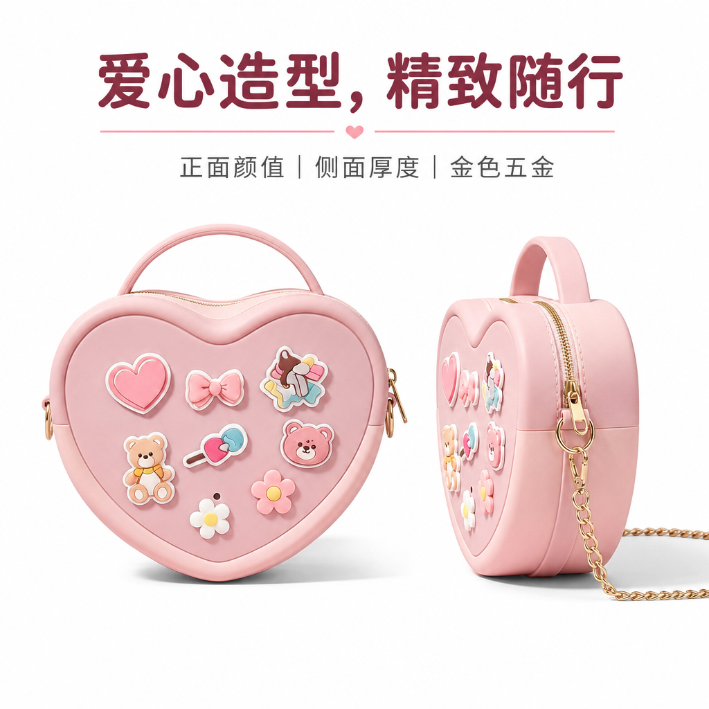 爱心硅胶旅行收纳包 — 儿童便携多功能小包
