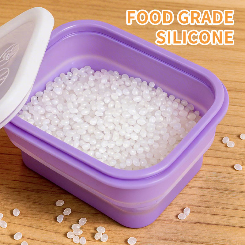 食品级方形可折叠硅胶饭盒耐用食物储存容器易于清洁午餐盒