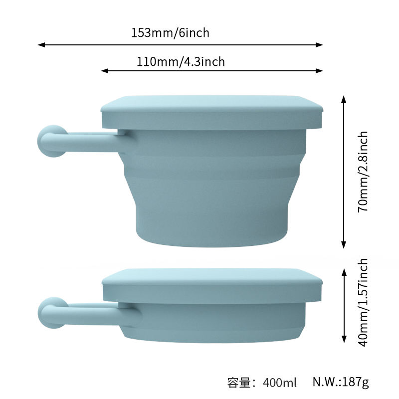 可折叠硅胶杯带盖儿童餐具幼儿零食收纳盒礼品折叠杯