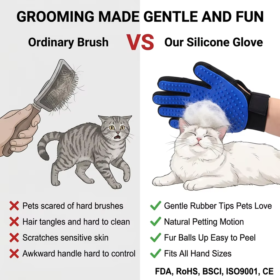 定制硅胶宠物除毛手套宠物美容手套Guantes De Mascotas 除毛刷手套