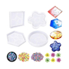 树脂环氧树脂浇注模具硅胶模具 4 件形状带花朵和珠子 DIY 工艺制作