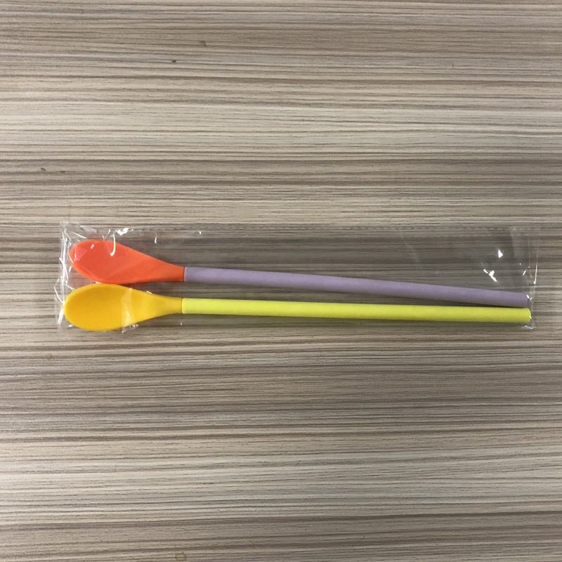 Wellfine 环保不含 BPA 柔软折叠硅胶吸管带勺子可重复使用饮具配件 CE/EU 认证礼品家庭使用