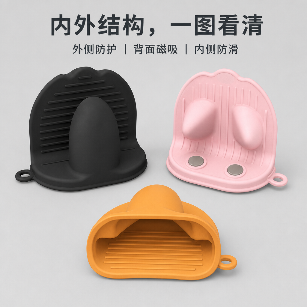 硅胶隔热防烫夹 — 多用途锅具防烫手套