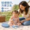 硅胶婴儿勺子和叉子套装 - 不锈钢，不含 BPA