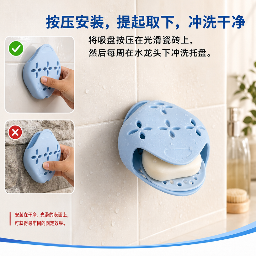 带吸盘的硅胶淋浴香氛片支架 — 卫浴收纳架