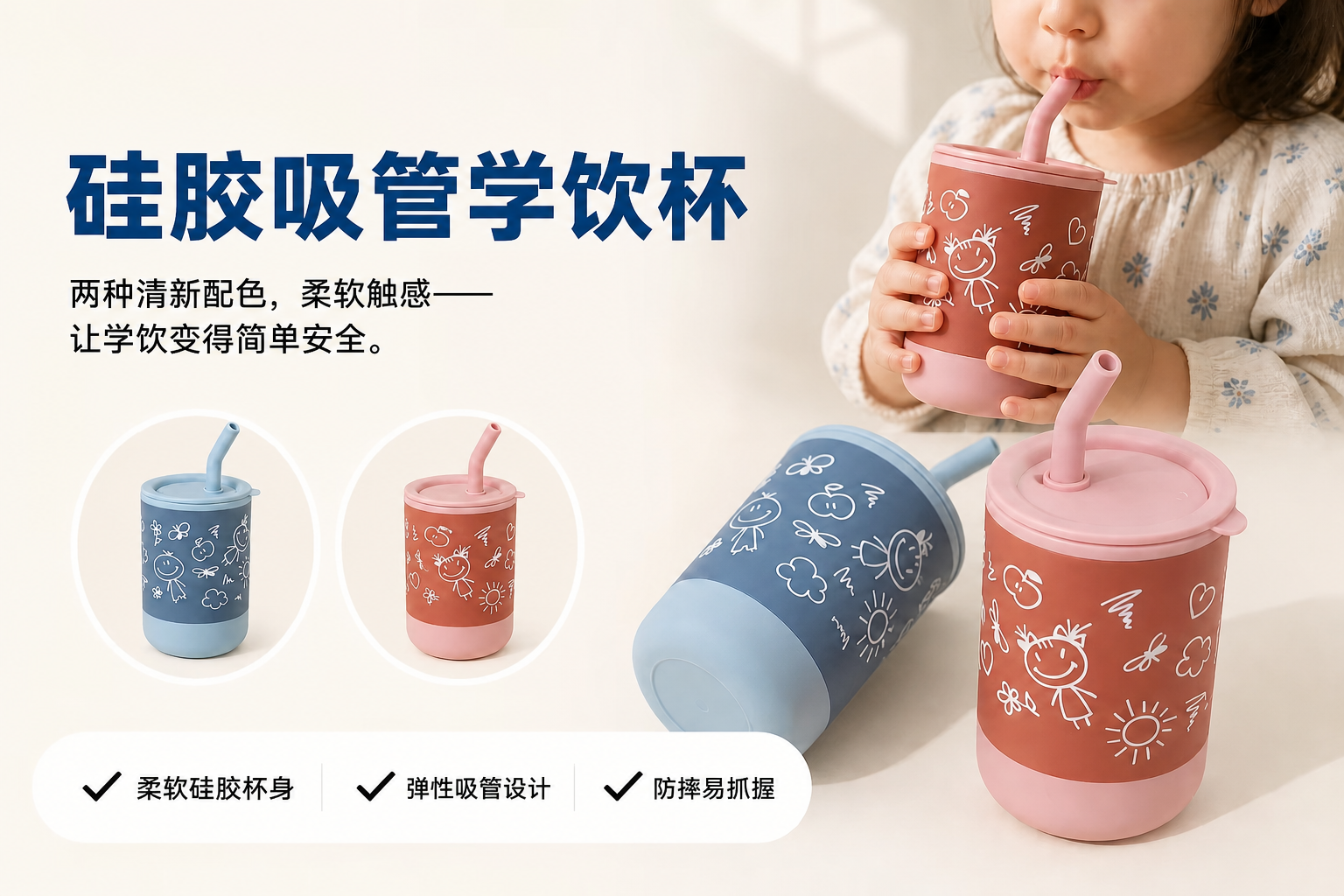 <span style="font-family:inter;"><span style="color:#2f4a52;"><strong>硅胶吸管杯，独立饮用更方便</strong></span></span> <link href="https://fonts.googleapis.com/css?family=Inter" rel="stylesheet" type="text/css" />