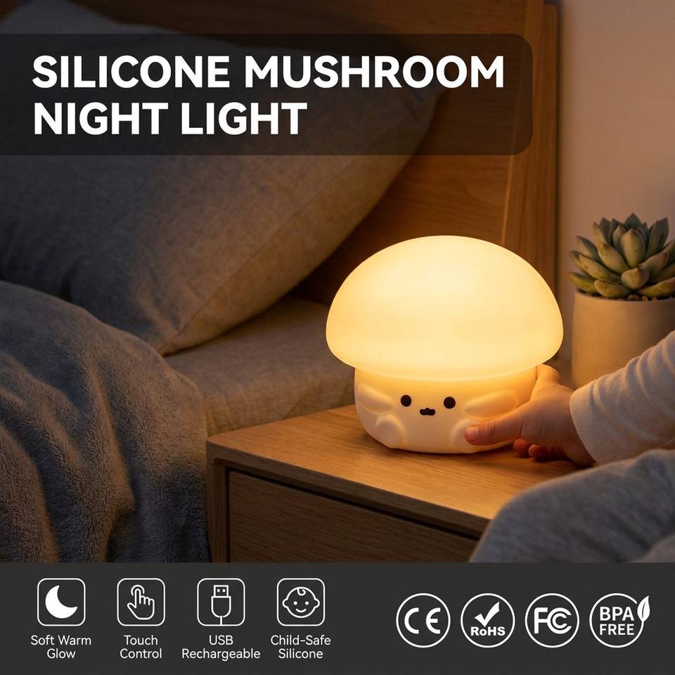 拍手圣诞灯 LED 智能三速可爱硅胶夜灯房间护眼睡眠氛围拍手灯