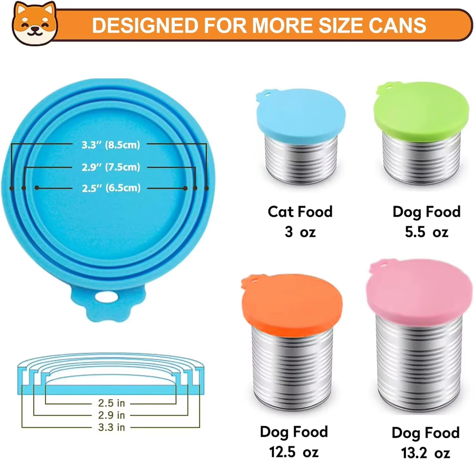 可重复使用耐用硅胶三合一宠物食品罐防漏猫狗储物容器