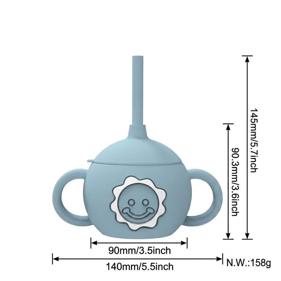 不含 Bpa 硅胶喝水训练杯可爱幼儿儿童水瓶杯防漏婴儿吸管杯带吸管和手柄