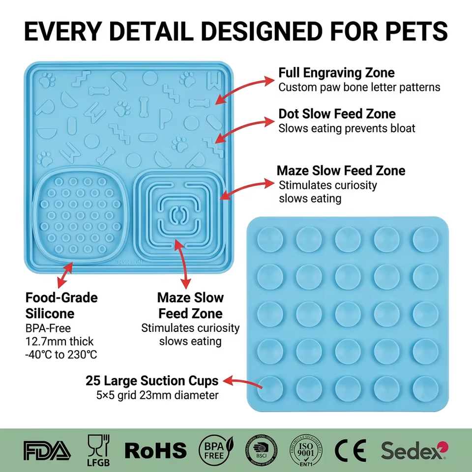 批发硅胶猫狗舔垫防滑宠物慢速喂食器带吸盘宠物碗喂食器